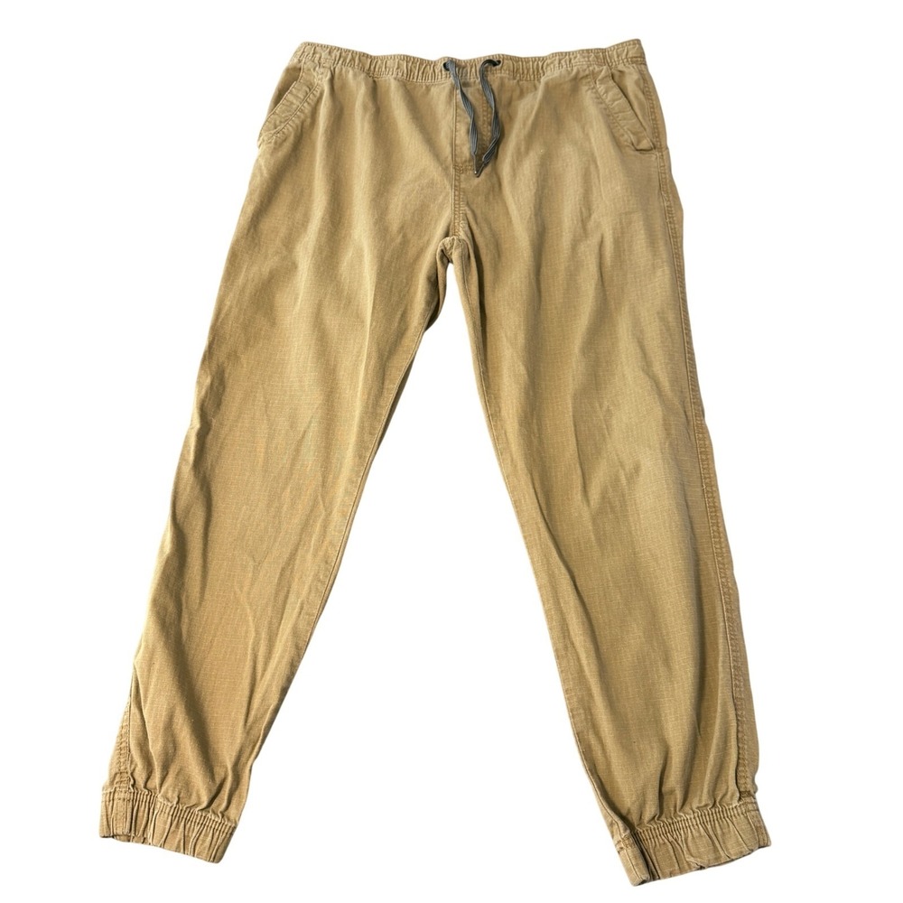 Plugg Jogger Pants Mens XL 38 Brown Pull On Ripstop Athletic Flap Snap Pockets